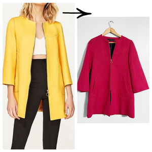 Zara Cranberry Zip Midi Coat